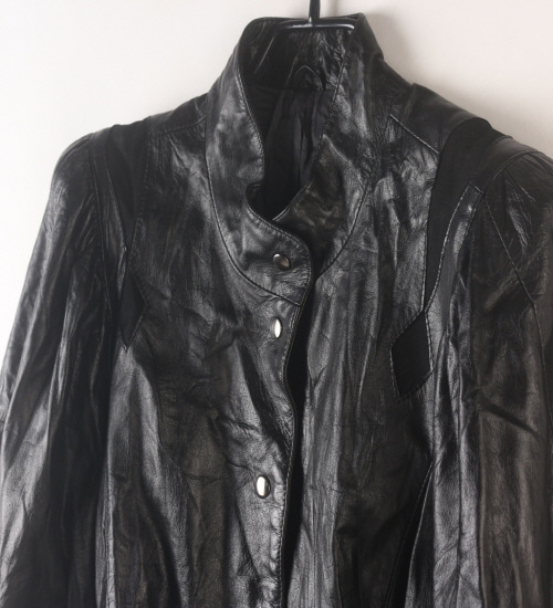 (80%세일) Tychez Vintage Clothing Real Leather Jacket 리얼레더 블랙 소가죽 스냅 자켓