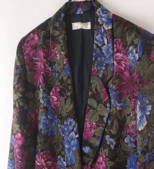 (70%세일) Tychez Vintage Clothing JOY 실크+울 빈티지 컬러플라워 패턴 자켓