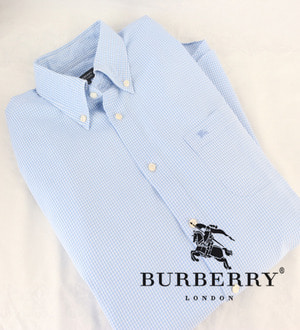 (70%세일) BURBERRY 버버리 로고자수 깅엄체크 버튼다운카라 셔츠 MAN M~L