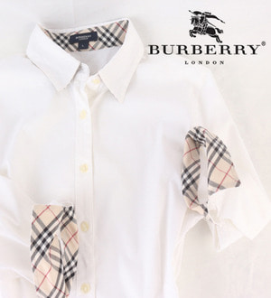 (70%세일) BURBERRY LONDON 버버리 패턴소매 화이트 셔츠 woman S~M