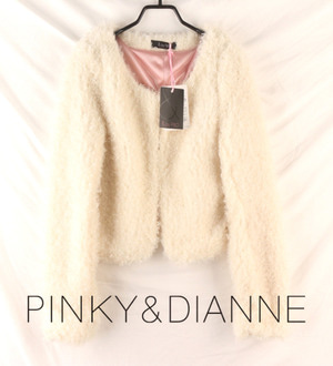 (50%세일) (새상품) PINKY&amp;DIANNE 핑키 앤 다이안 크림 뽀글이 클립 크롭 자켓 woman S