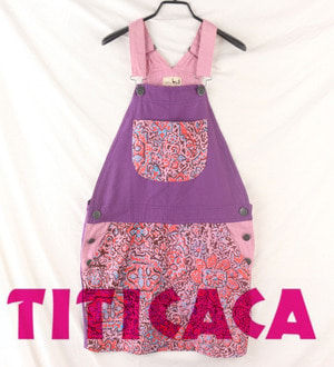 (50%세일) (KIDS) TITICACA 티티카카 패턴 퍼플 멜빵 원피스