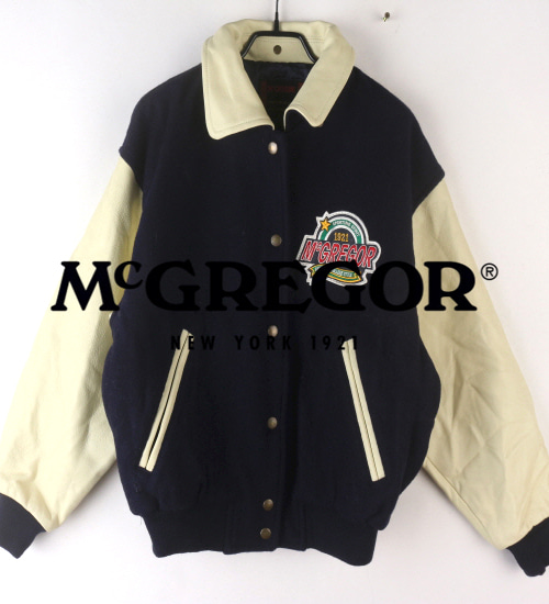 (80%세일) Tychez Vintage Clothing M&#039;GREGOR 맥그리거 소가죽 배색 백패치 바시티 자켓